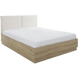 Bett mit Stauraum und Textilkopfteil - TIDY - 140 x 190 cm - Eiche / E