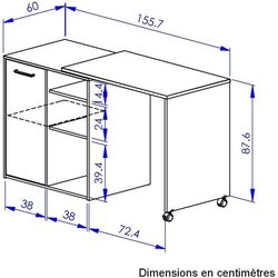 ALPAGA  Drehinsel  1 Tür  156 x 60 x 88 cm  Eiche Silva / Grege  