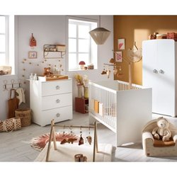 BABY PRICE Wickeltisch mit 3 Schubladen - Graue Sternknöpfe - New Basi