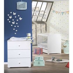 Basic-Duo-Babyzimmer: 120x60-Bett, Wickeltisch - Babypreis - Weiß