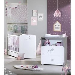 Nao Duo Babyzimmer: 120x60 Bett, Wickelkommode - Babypreis - Weiß