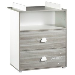 BABYPRICE Kommode Smile Chene Flint 2 Schubladen
