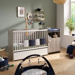 BABY PRICE UP Kombibett 120x60 cm - Umwandelbar in 90x190 - Mit Tür - 