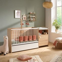 BABY PRICE UP Kombibett 120x60 cm - Umwandelbar in 90x190 - Mit Tür - 