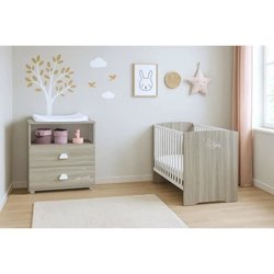 Komplettes Babyzimmer - 120x60 Bett und Wickeltisch - BABY PRICE - SMI
