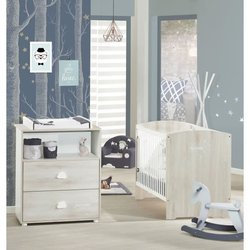 Komplettes Babyzimmer - 120x60 Bett und Wickeltisch - BABY PRICE - SMI