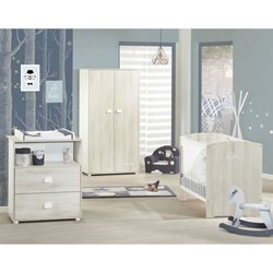 Chambre bébé complete - Lit 120x60, commode a langer et armoire - BABY