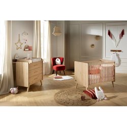 Chambre bébé duo - Lit 120 x 60 cm + Commode 3 tiroirs - Arty - SAUTHO