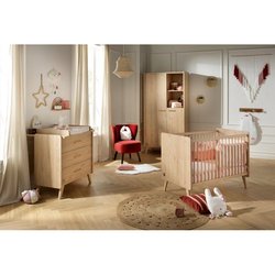 Chambre bébé trio - Lit 120 x 60 cm + Commode 3 tiroir + Armoire - Art