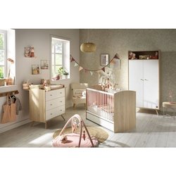 Chambre bébé trio - Lit 120 x 60 cm + Commode 3 tiroirs + Armoire 2 po