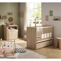 Chambre bébé duo - Lit 120 x 60 cm + Commode 2 portes et une niche - A