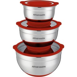 Set de saladiers - ARTHUR MARTIN - AM032 - 16-20-24 cm - Couvercles he