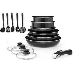 ARTHUR Martin Batería de cocina extraíble 15 piezas 16-20-22-24-26 CM 
