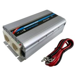 Convertidor de tensión HTC 24/220 V 1000 W con 2 tomas de corriente