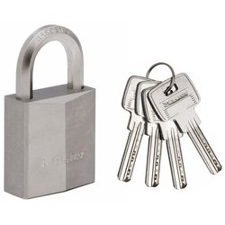 MASTERLOCK Hangslot messing nikkel 40 mm zeshoekige handgreep