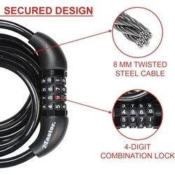 Bicycle Lock - MASTER LOCK - 8221EURDPRO - 1.8m twisted cable - Progra