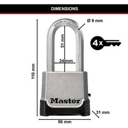 Lucchetto a combinazione - 56mm - zinco