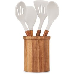 Set van 4 bestekset met pot - LIVOO - MES153G - Pot en bestek acacia F