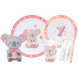 Geschirrset - FUN HOUSE - KOALA - 220 ml Glas, 16 cm tiefer Teller, 22