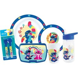 Vajilla - FUN HOUSE - STITCH AND ANGEL - Vaso, plato Ø22 cm y Ø16 cm, 