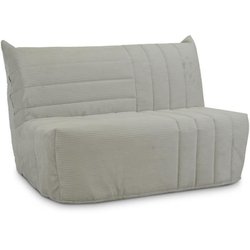 Banquette BZ 2 places BECCI - Velours côtelé Beige - Matelas Bultex - 