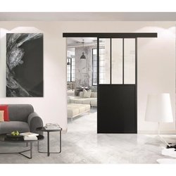 Schiebetür-Kit Atelier noir Optimum - H2040xL830xP40 + Schiene