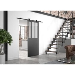 OPTIMUM ATELIER schwarzer Schiebetürsatz + sichtbare Schiene + Schiene