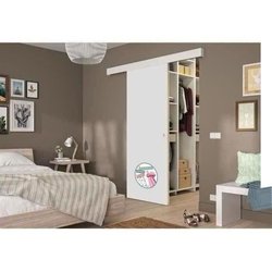 OPTIMAL Schiebetür-Kit weißes Dekor - Schiene 2 Dämpfer + weiße Schien