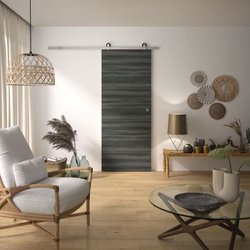 Schiebetür-Bausatz  OPTIMUM  MILANO2 + BD ALU GR  H 204 x 83 x 3,6 