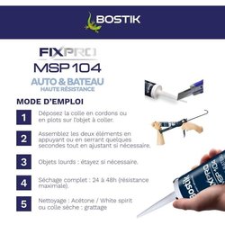 Mastic auto/bateau - BOSTIK - Fixpro MSP 104 - Colle et joint - Résist