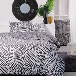 Juego de cama doble -TODAY - 240x200 cm - 100% Algodón - Blanco y Negr