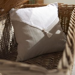 Cushion - TODAY - CHARME - Slub x Chambray x Pompon Berenice - 40 x 40