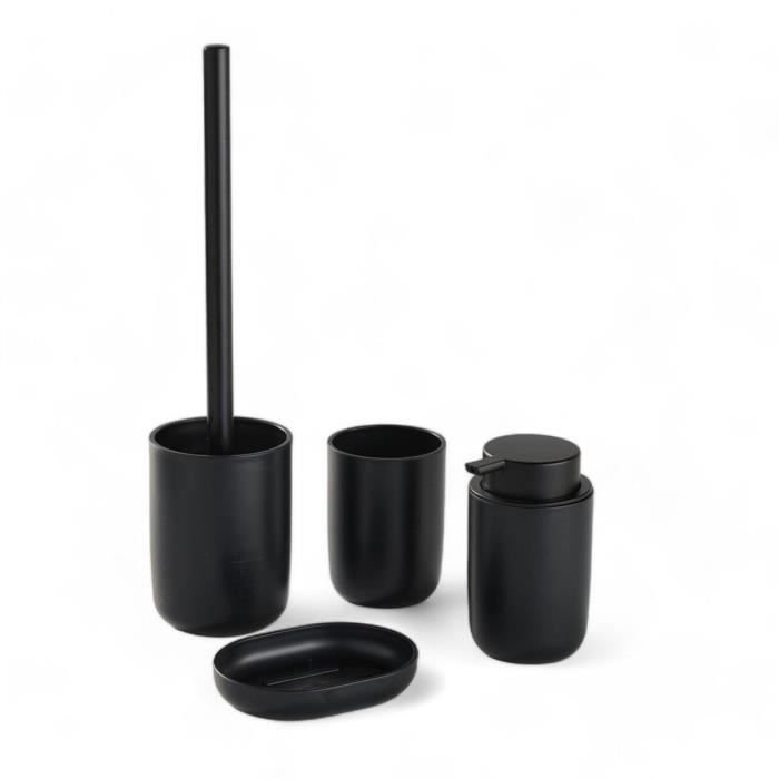 4er-Set Badaccessoires - TODAY - UTILITY - Becher, Seifenspender, Toil