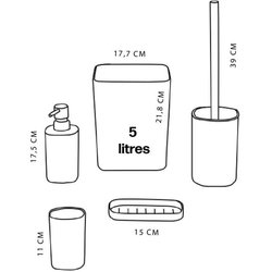 Set van 5 badkameraccessoires - TODAY - UTILITY - Zeepdispenser, tande