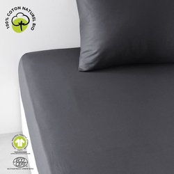 Fitted sheet - TODAY - 160 x 200 cm + 30 cm - Cotton - Organic Charcoa