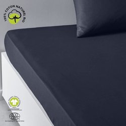 Fitted sheet - TODAY - 160 x 200 cm + 30 cm - Cotton - Organic Navy