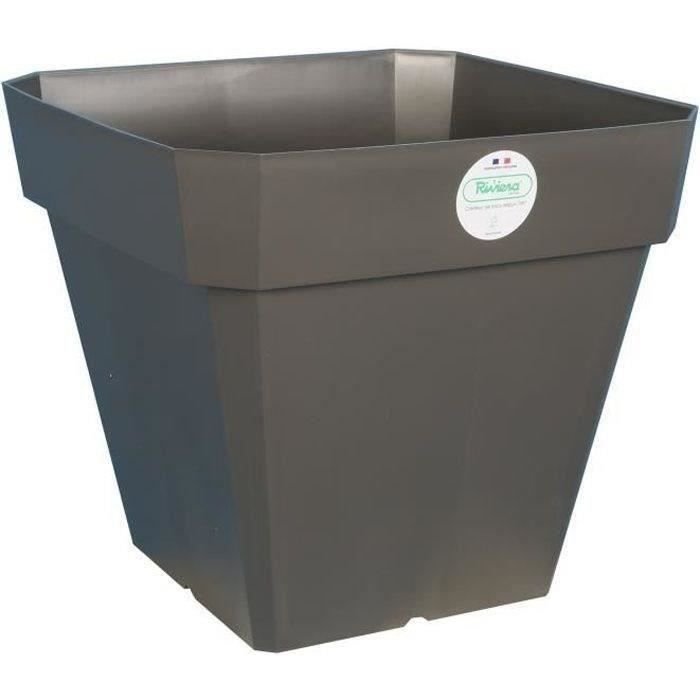 Pot de fleurs carré - RIVIERA - Soleilla en plastique - 49 x 49 x H 45