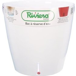 RIVIERA Eva Nueva maceta redonda de plástico - Ø 46 cm - 49 L - Blanco