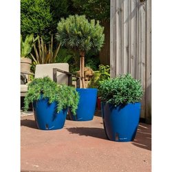 RIVIERA EVA NEW round flower box - Plastic - Diameter 46 cm - Blue