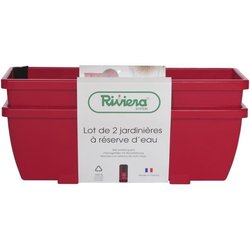 RIVIERA EVA flower box - Set of 2 planters - Plastic - 57 cm - Red