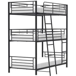 Etagenbetten aus Metall - Schwarz - Boxspringbetten enthalten - 3x90x1