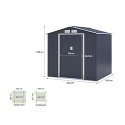 Gartenhaus aus Metall 4,07m² - 2 Schiebetüren - Anthrazitgrau