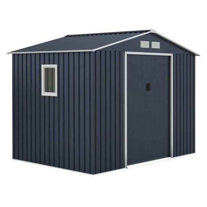 5,29 m² Metallgartenschuppen - Anker Kit enthalten - Anthrazitgrau
