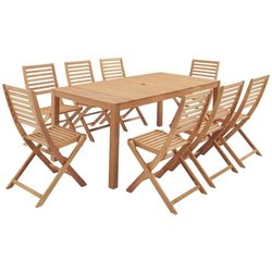 Garten Essgarnitur 8 Personen - Tisch 180 x 90 cm + 8 Klappstühle - Eu