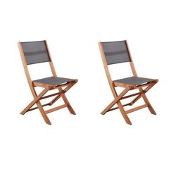 Set van 2 FSC en textilene acacia houten stoelen - grijs