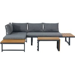 Salon de jardin BORA en aluminium 4 personnes - Modulable en canapé ou