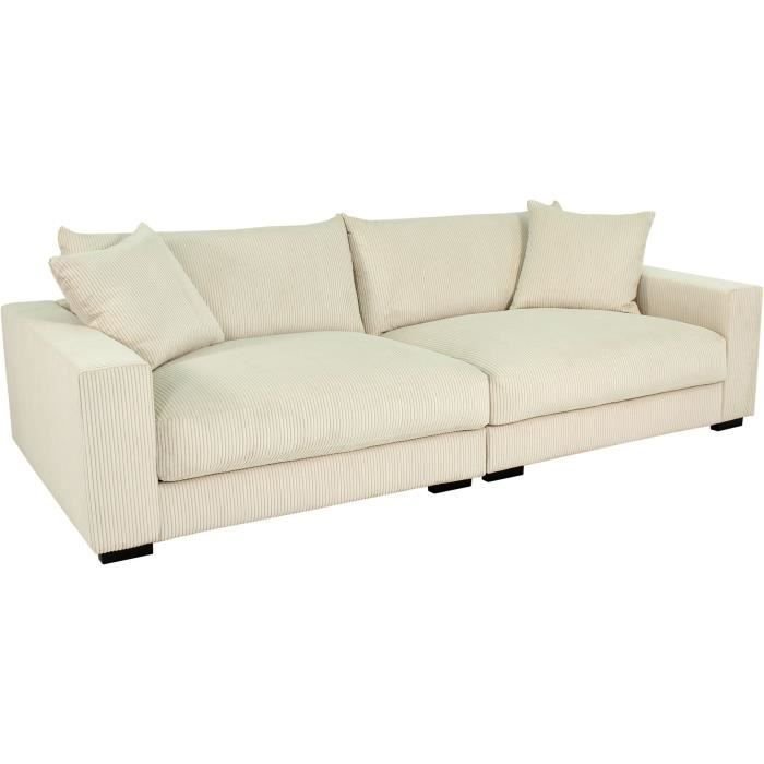 Festes gerades Sofa - 4 Sitze - PEDRO - Beige Cord - 261 x 124 x 104 c