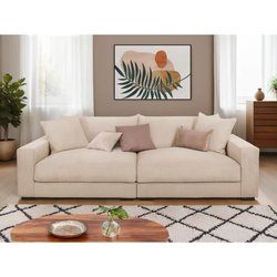 Festes gerades Sofa - 4 Sitze - PEDRO - Beige Cord - 261 x 124 x 104 c