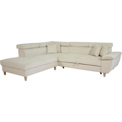 Canapé d angle convertible - 4 places - WESTON - Velours côtelé beige 