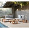 Gartenmöbel Ecksofa - Holzoptik Aluminium - 4 Personen - Perlgrau